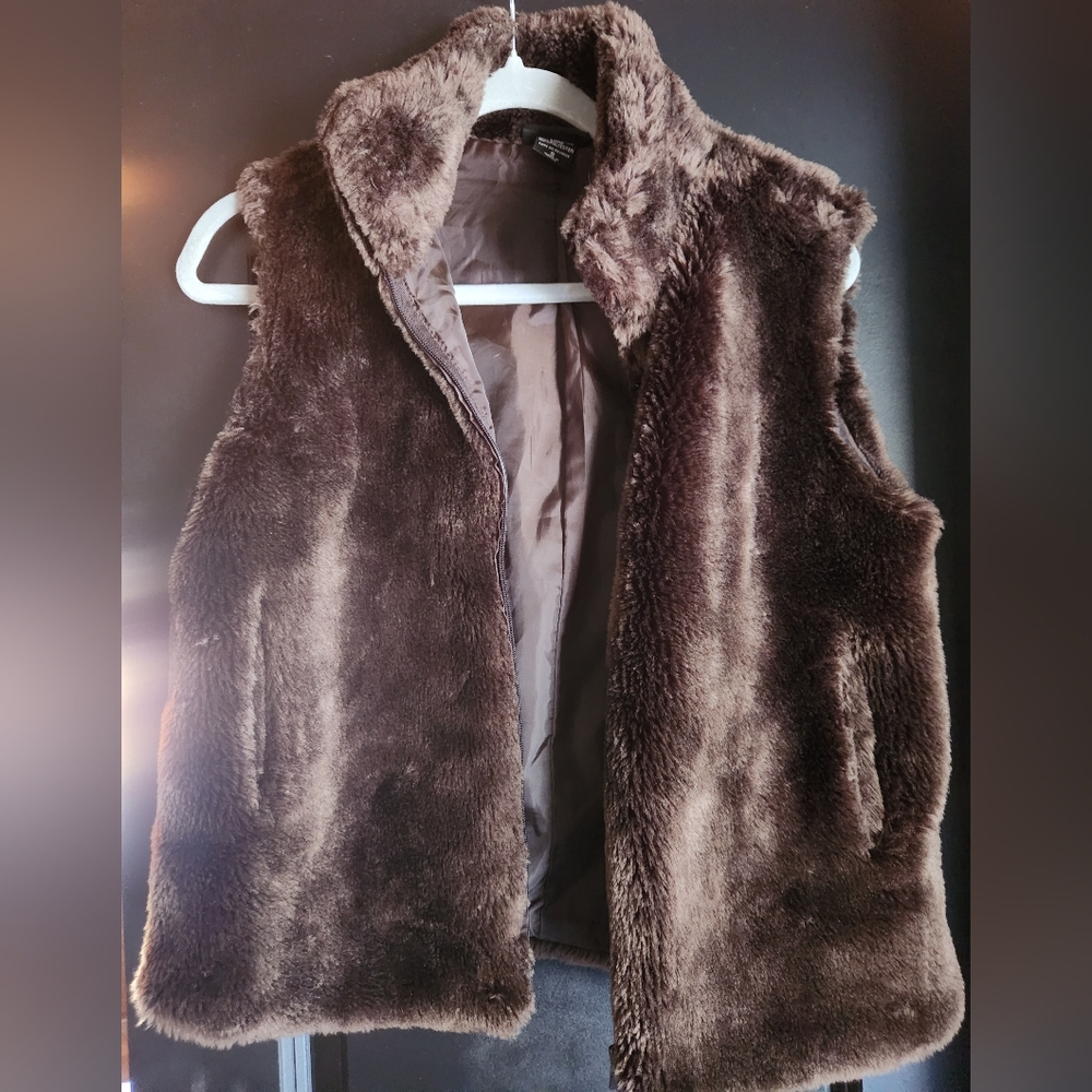 New York and Company Brown Fur Vest